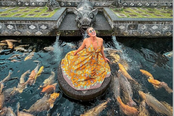Tirta Gangga water palace with stepping stones across reflecting pools