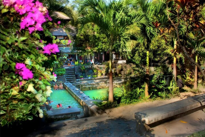 Banjar hot springs main pool with mineral water cascade